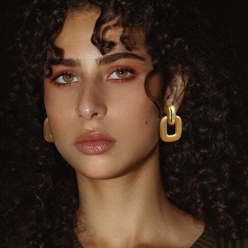 FIBO STEEL 18K Gold Plated Gold Earrings for Women Chunky Gold Earrings Statement Twisted Link Knot Bow Hear Geometric Drop Dangle Earrings Set Trendy Jewelry Gift 3 Pairs in Saudi Arabia
