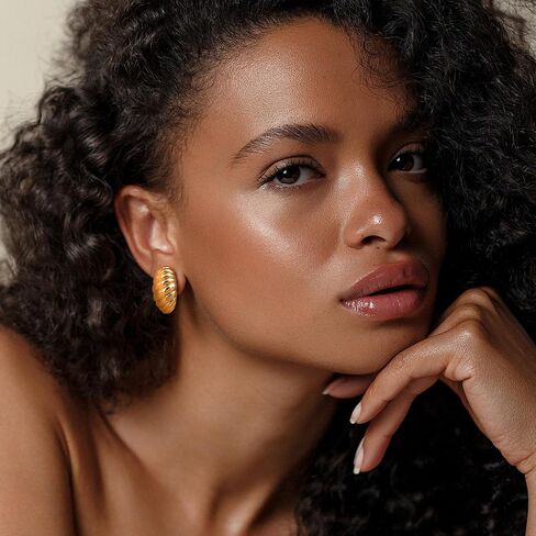 FIBO STEEL 18K Gold Plated Gold Earrings for Women Chunky Gold Earrings Statement Twisted Link Knot Bow Hear Geometric Drop Dangle Earrings Set Trendy Jewelry Gift 3 Pairs in Saudi Arabia
