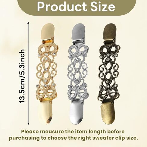 2/3/4Pcs Sweater Clips Vintage Cinch Clips Retro Cardigan Collar Shawl Clips, Dress Clips Back Cinch, Shirt Brooch Clips for Women Clothing in Saudi Arabia