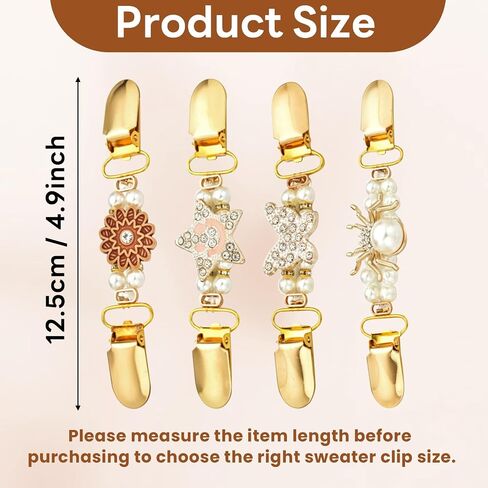 2/3/4Pcs Sweater Clips Vintage Cinch Clips Retro Cardigan Collar Shawl Clips, Dress Clips Back Cinch, Shirt Brooch Clips for Women Clothing in Saudi Arabia