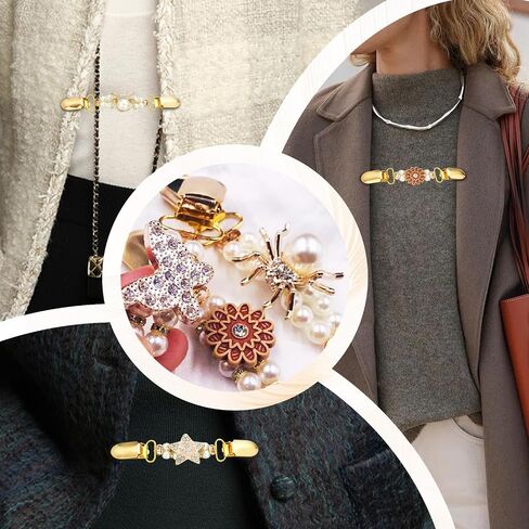2/3/4Pcs Sweater Clips Vintage Cinch Clips Retro Cardigan Collar Shawl Clips, Dress Clips Back Cinch, Shirt Brooch Clips for Women Clothing in Saudi Arabia