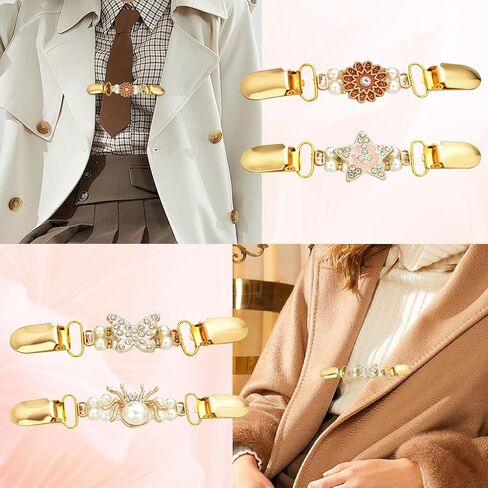 2/3/4Pcs Sweater Clips Vintage Cinch Clips Retro Cardigan Collar Shawl Clips, Dress Clips Back Cinch, Shirt Brooch Clips for Women Clothing in Saudi Arabia