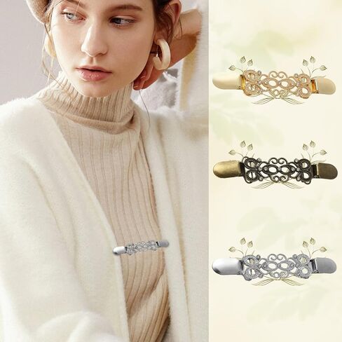 2/3/4Pcs Sweater Clips Vintage Cinch Clips Retro Cardigan Collar Shawl Clips, Dress Clips Back Cinch, Shirt Brooch Clips for Women Clothing in Saudi Arabia