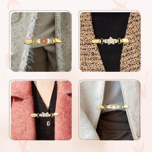 2/3/4Pcs Sweater Clips Vintage Cinch Clips Retro Cardigan Collar Shawl Clips, Dress Clips Back Cinch, Shirt Brooch Clips for Women Clothing in Saudi Arabia