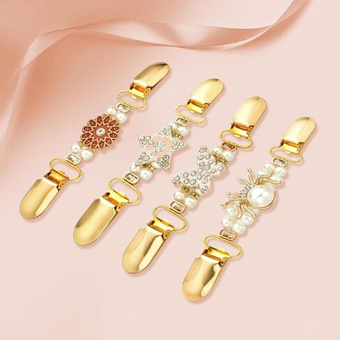 2/3/4Pcs Sweater Clips Vintage Cinch Clips Retro Cardigan Collar Shawl Clips, Dress Clips Back Cinch, Shirt Brooch Clips for Women Clothing in Saudi Arabia