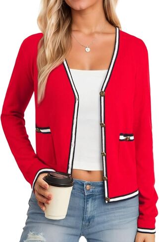 FAIRY SEASON Women's Cardigan Sweaters Casual Long Sleeve Open Front Button V Neck Knit Lightweight Outwear with Pockets in Saudi Arabia