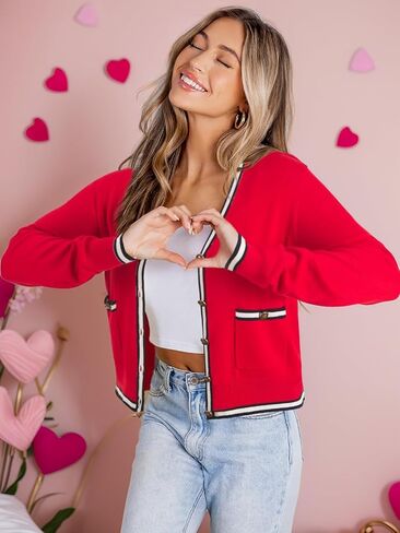 FAIRY SEASON Women's Cardigan Sweaters Casual Long Sleeve Open Front Button V Neck Knit Lightweight Outwear with Pockets in Saudi Arabia