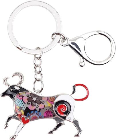 BONSNY Enamel Metal Alloy Lucky Zodiac TAURUS Bull Key Chains For Women Charms Gift in Kuwait