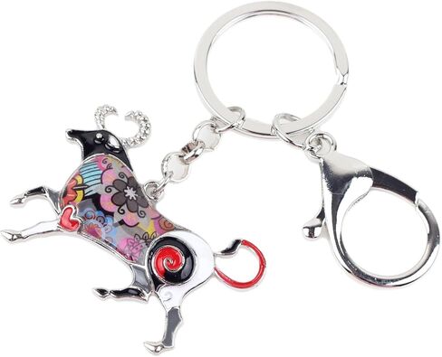 BONSNY Enamel Metal Alloy Lucky Zodiac TAURUS Bull Key Chains For Women Charms Gift in Kuwait