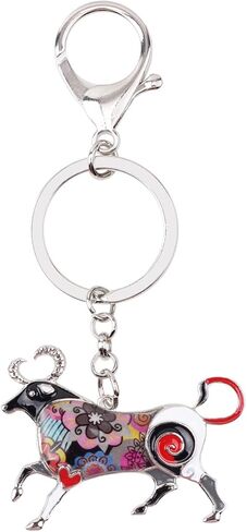 BONSNY Enamel Metal Alloy Lucky Zodiac TAURUS Bull Key Chains For Women Charms Gift in Kuwait