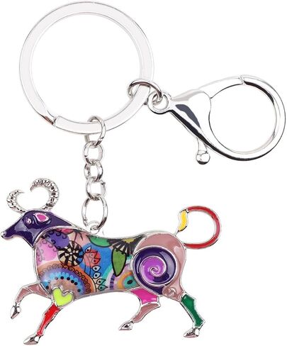 BONSNY Enamel Metal Alloy Lucky Zodiac TAURUS Bull Key Chains For Women Charms Gift in Kuwait