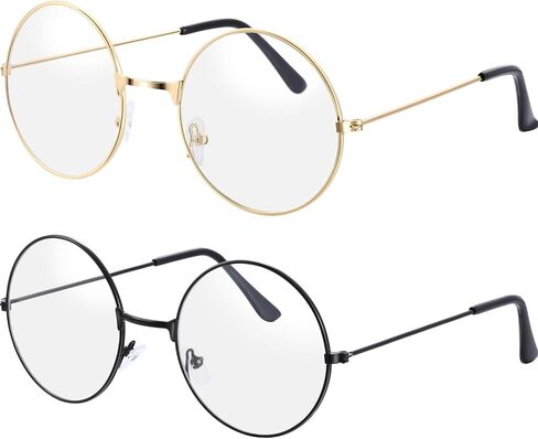 Bememo 2 Pairs of Wizard Glasses Round Wire Costume Glasses Accessories for Dressing Up in Saudi Arabia