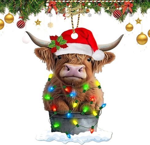 Highland Cow Christmas Ornaments2024, Highland Cow Ornaments for Christmas Tree, Funny Highland Cow Christmas Ornaments, Highland Cow Christmas Decor,Personalized Gifts for Highland Cow Lovers in Kuwait