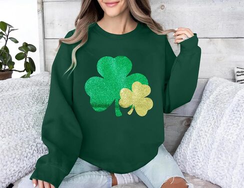 سويت شيرت نسائي من LOTUCY St Patricks Day، كنزات شامروك كلوفر، هدية أيرلندية محظوظة، بلوفر كاجوال in Saudi Arabia