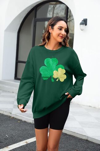 سويت شيرت نسائي من LOTUCY St Patricks Day، كنزات شامروك كلوفر، هدية أيرلندية محظوظة، بلوفر كاجوال in Saudi Arabia