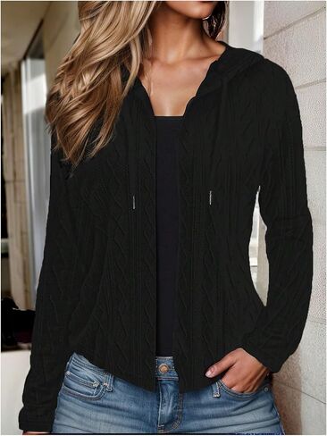 SOLY HUX Women's Zip Up Hoodies Drawstring Long Sleeve Sweatshirt Casual Jacket in Saudi Arabia
