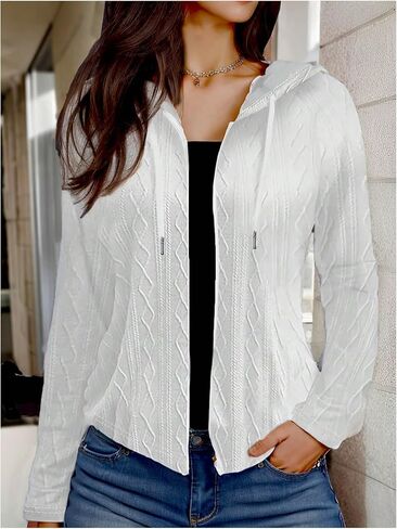 SOLY HUX Women's Zip Up Hoodies Drawstring Long Sleeve Sweatshirt Casual Jacket in Saudi Arabia