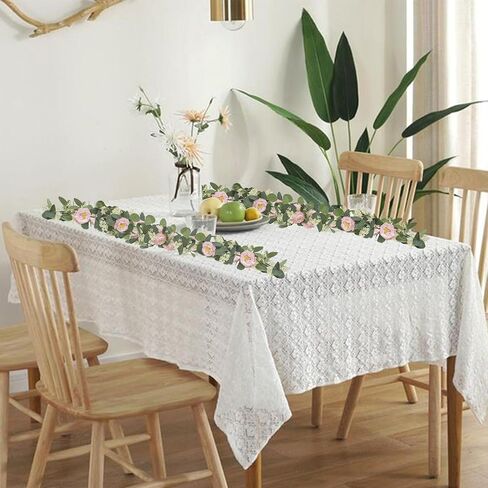 Eucalyptus Garland, 13Ft Artificial Greenery Garland Flower Decor, Green Spring Garland Wreath Vines Decorations for Table Home Wedding Mantle Party (Champagne) in Saudi Arabia