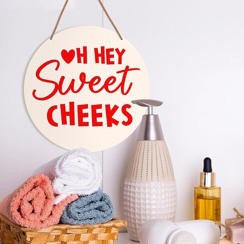 Funny Pink Bathroom Sign Decor, Pink Girl Bathroom Decor Toilet Powder Room Wall Hanging Signs Decorations, Take a Seat Sweet Cheeks in Saudi Arabia
