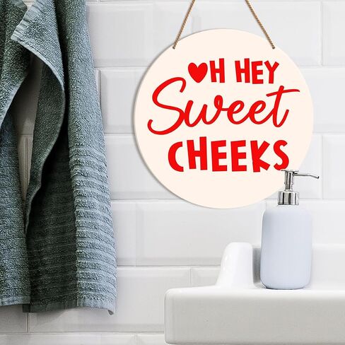 Funny Pink Bathroom Sign Decor, Pink Girl Bathroom Decor Toilet Powder Room Wall Hanging Signs Decorations, Take a Seat Sweet Cheeks in Saudi Arabia