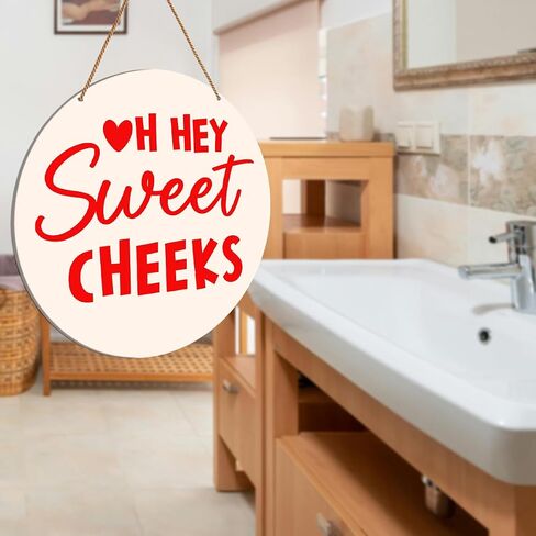 Funny Pink Bathroom Sign Decor, Pink Girl Bathroom Decor Toilet Powder Room Wall Hanging Signs Decorations, Take a Seat Sweet Cheeks in Saudi Arabia