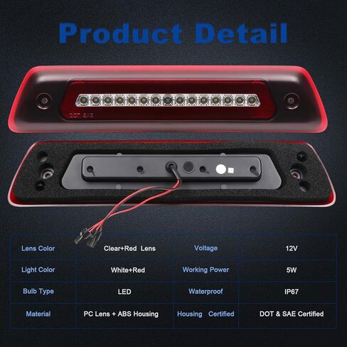 استبدال ضوء الفرامل الثالث LED لـ F150 1994-1996 / F250 1994-1996 / F350 1994-1997 / برونكو 1992-1996، مصباح إيقاف خلفي عالي التركيب F4TZ13A613A in Kuwait