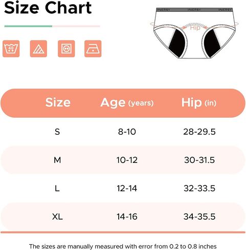 INNERSY Girls Period Underwear Hipster Cotton Menstrual Panties for Teens 6 Pack in Saudi Arabia