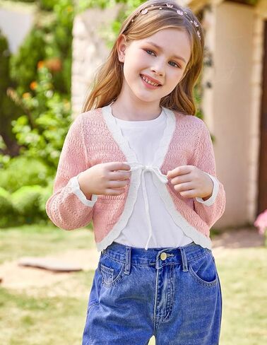 GRACE KARIN Cardigan for Girls Bolero Kids School Uniform Shrugs Sweater Size 5-12 Long Sleeve in Saudi Arabia