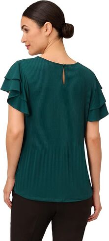 Adrianna Papell Women's Solid Pleat Double Sleeve Top in Saudi Arabia