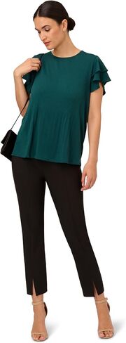 Adrianna Papell Women's Solid Pleat Double Sleeve Top in Saudi Arabia