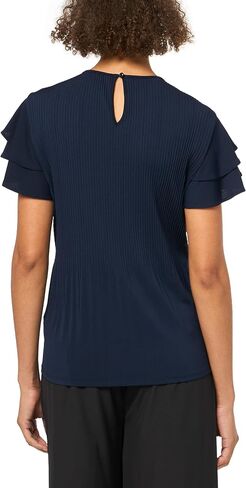 Adrianna Papell Women's Solid Pleat Double Sleeve Top in Saudi Arabia