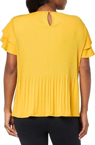 Adrianna Papell Women's Solid Pleat Double Sleeve Top in Saudi Arabia