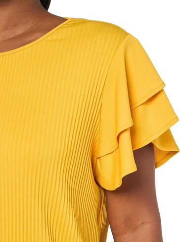Adrianna Papell Women's Solid Pleat Double Sleeve Top in Saudi Arabia