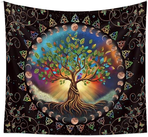 شجرة الحياة نسيج غامض مليء بالنجوم متمنيا شجرة نسيج الفن الجمالي خلفية الجدار شنقا مخدر الهبي البوهيمي جدار الفن مناسبة لغرفة المعيشة غرفة نوم النوم ديكور المنزل in Kuwait