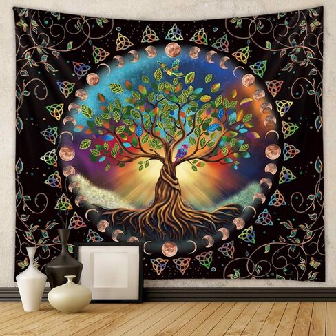 شجرة الحياة نسيج غامض مليء بالنجوم متمنيا شجرة نسيج الفن الجمالي خلفية الجدار شنقا مخدر الهبي البوهيمي جدار الفن مناسبة لغرفة المعيشة غرفة نوم النوم ديكور المنزل in Kuwait