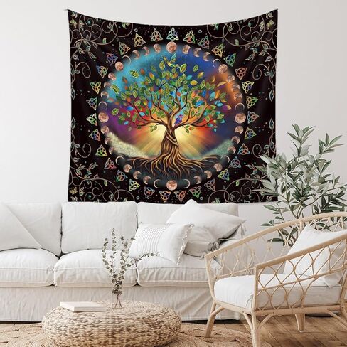 شجرة الحياة نسيج غامض مليء بالنجوم متمنيا شجرة نسيج الفن الجمالي خلفية الجدار شنقا مخدر الهبي البوهيمي جدار الفن مناسبة لغرفة المعيشة غرفة نوم النوم ديكور المنزل in Kuwait