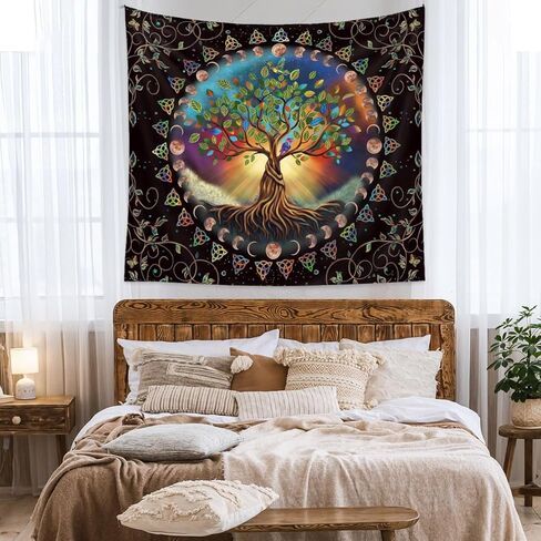 شجرة الحياة نسيج غامض مليء بالنجوم متمنيا شجرة نسيج الفن الجمالي خلفية الجدار شنقا مخدر الهبي البوهيمي جدار الفن مناسبة لغرفة المعيشة غرفة نوم النوم ديكور المنزل in Kuwait