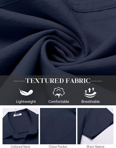 COOFANDY Button Down Shirt for Men Short Sleeve Casual Shirt Summer Beach Vacation Shirt with Pocket in Saudi Arabia