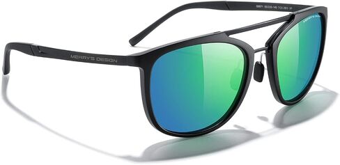MERRY'S Square Polarized Sunglasses for Men Women Vintage Double Bridge Sunglasses Mirrored Lens in Saudi Arabia