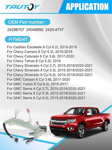 24298757 مجموعة أسلاك ناقل الحركة الأوتوماتيكي 2015-2021 لسيارة تشيفي كامارو كولورادو سيلفرادو تاهو، لسيارة جي إم سي سييرا كانيون يوكون، لكاديلاك إسكاليد، 4 سلندر 2.7 لتر 6 سل 3.6 لتر 8 سل 5.3 لتر 6.2 لتر in Kuwait