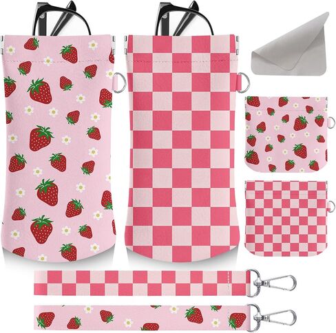 4PCS Eyeglass Sunglass Cases Pouch Soft PU Leather with Cleaning Cloth Cute Glasses Bag Coin Purse for Women Men Gifts in Saudi Arabia