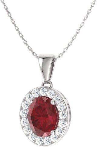 Diamondere Natural and Certified Oval Cut Gemstone and Diamond Petite Necklace in 14k Solid Gold | 0.51 Carat Pendant with Chain in Kuwait