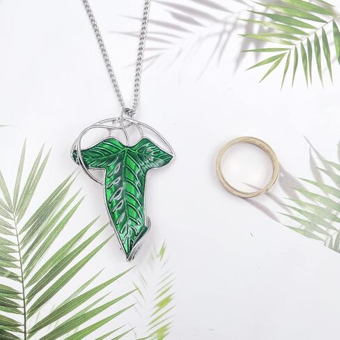 The One Ring to Rule Them All For Men & Women,Lord of The Rings, Elegant Elven Green Tree Leaf Enamel Pins Brooch Pendant Necklace，Hobbit Stainless Steel Rings of Power Cosplay Jewelry in Kuwait