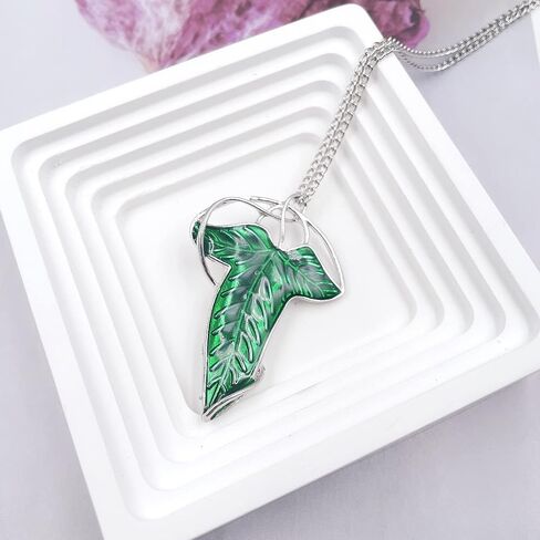 The One Ring to Rule Them All For Men & Women,Lord of The Rings, Elegant Elven Green Tree Leaf Enamel Pins Brooch Pendant Necklace，Hobbit Stainless Steel Rings of Power Cosplay Jewelry in Kuwait