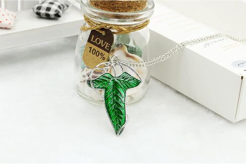 The One Ring to Rule Them All For Men & Women,Lord of The Rings, Elegant Elven Green Tree Leaf Enamel Pins Brooch Pendant Necklace，Hobbit Stainless Steel Rings of Power Cosplay Jewelry in Kuwait