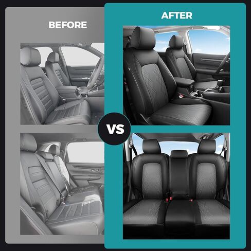 for Honda CRV Seat Covers 2025 2024 2023 - Custom Fit CRV Seat Covers EX-L/EX/LX/Sport/Touring/Special Edition Hybrid & Gas - Leather CR-V Seat Cover Full Set Waterproof - Black and Gray in Kuwait