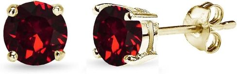 Gold Earrings for Women, Birthstone Earrings, 5mm Round Crystal Earrings, Earrings Studs, Stud Earrings for Women, Earrings for Men, Stud Earrings, Gold Studs, Cartilage Earrings, Gold Flash Silver in Kuwait