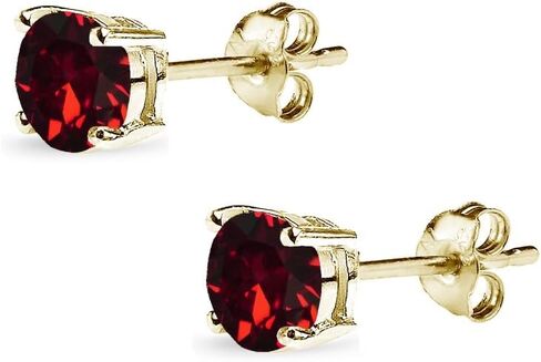 Gold Earrings for Women, Birthstone Earrings, 5mm Round Crystal Earrings, Earrings Studs, Stud Earrings for Women, Earrings for Men, Stud Earrings, Gold Studs, Cartilage Earrings, Gold Flash Silver in Kuwait