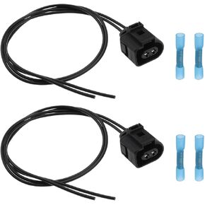 2 Set Connector Plug Headlight Wiring Harness Cable Socket 2 Pin 1J0973722 Wire 0,50mm?-1,50mm? Compatible with VW Audi Seat Skoda