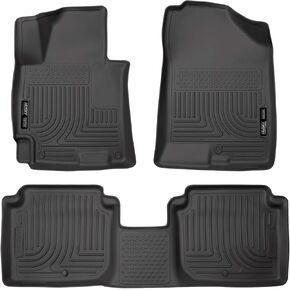 Husky Liners Weatherbeater Floor Mats | Fits 2014-2016 Hyundai Elantra Sedan | Front & 2nd Row, 3-pc Black - 98941